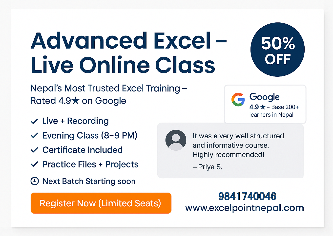 Advanced Excel (Live Class Record)